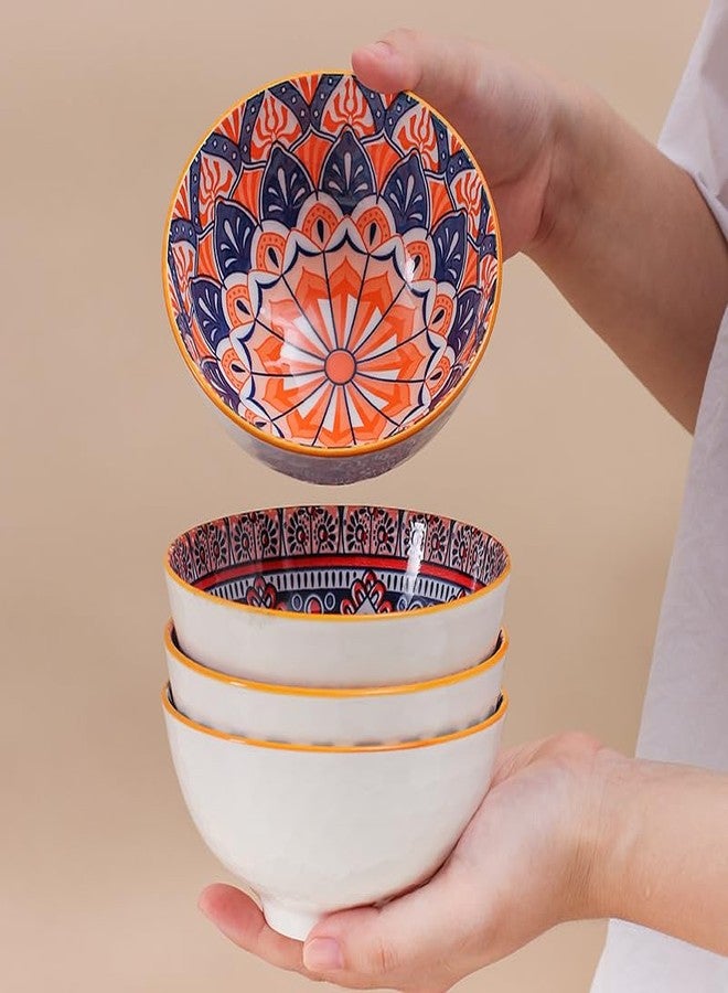 KUCHIFY Ceramic Bowls Set of 2 - 300ml Decorative Serving Bowls with Mandala Design, Colorful Porcelain Bowls for Rice, Snacks, Soup, Dessert - Gift Boxed (Multicolor, Pack of 2) - Image 2